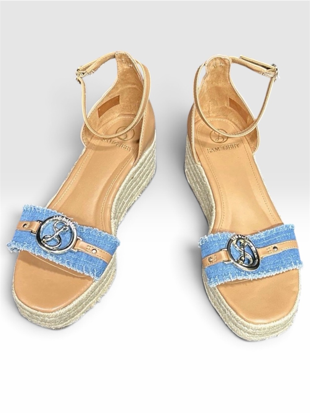 Sam and Libby Corrine Espadrille Denim Platform Wedge Sandal - Picture 2 of 7